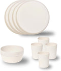 Stephan Roberts Bamboo Dinnerware Set Eco-Friendly Bamboo Fiber Dinnerware 12 PC (Cereal Bowls Unbreakable Plates Cups)