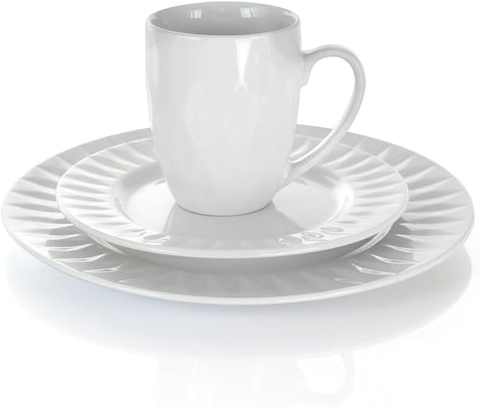 18 Piece Porcelain Dinnerware Set Plate Bowl Water Cup Dish Household Round