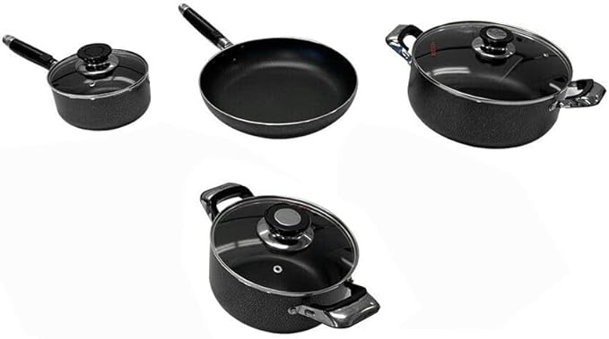4-Piece Pots and Pans SetNonstick Kitchen Cookware with Stay-Cool HandlesBlack