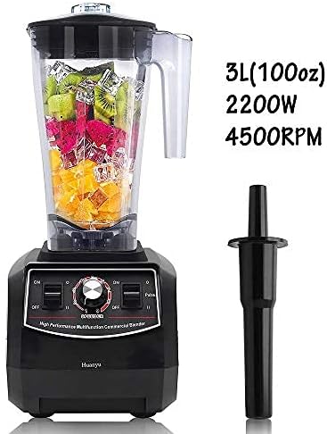 Huanyu Professional Countertop Blender 100 oz Variable Speed &amp Pulse Feature for Fruit Smoothie Ice Soy Milk Hot Soups Frozen Desserts Crush Mix Home Commercial 2200W G5500 (110V US Plug Black)