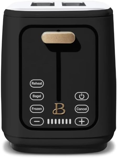 Beauti 2 Slices Toaster with Touch Activated Display 900 W Bagel/Frozen/Reheat Presets Wide Slots Easy Cleaning (Black)