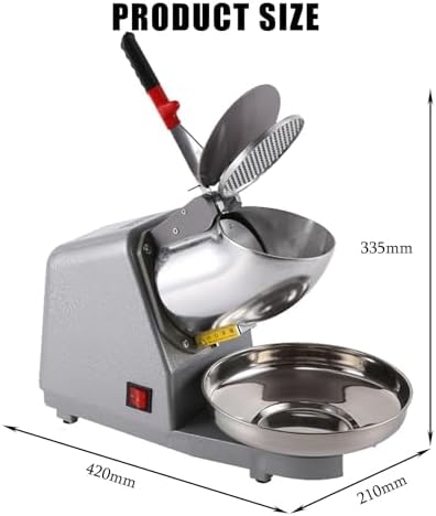 Electric ice Crusher with Stainless Steel Double Blades for ice Cream ice Cream Cocktails and Cold Drinks (Grey)