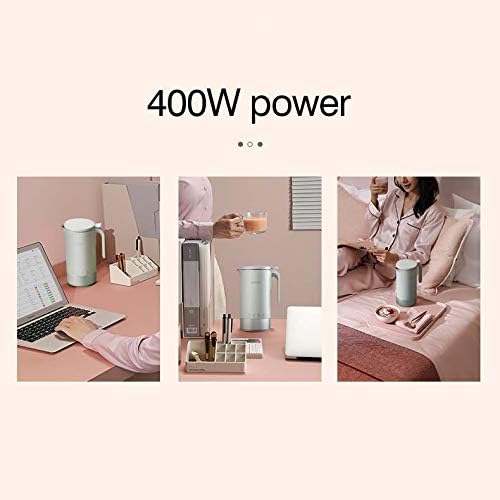 Soymilk Machine Boiled Water Automatic Mini Electric Heating Soya-Bean Milk Juicer Stir Rice Paste Maker Filter-free 350ml(Gray)