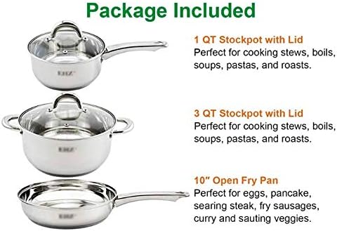 Cookware Set Stainless Steel Pots Composite Bottom Saucepan Saute Steak Pan Non Stick Fry Pan with Lids Kitchenware Set 3PCS