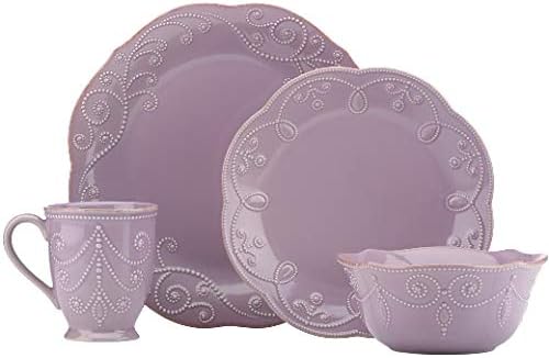 Lenox French Perle 16 Piece Dinnerware Set in VIOLET - LIGHT PURPLE New in box 4 DINNER 4 SALAD 4 BOWLS 4 MUG