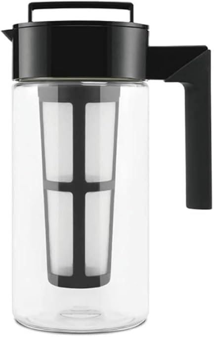Takeya Tritan Cold Brew Coffee Maker - Airtight Pitcher with Leak-Free Lid - BPA-Free Cold Brew Maker with Silicone Handle - Dishwasher-Safe Pitcher for Homemade-Cold-Brew - 1 QuartBlack(Pack of 4)