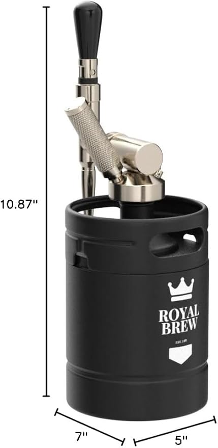 The Original Royal Brew Nitro Cold Brew Coffee Maker - Gift for Coffee Lovers - 64 oz Home Keg Nitrogen Gas System Coffee Dispenser Kit