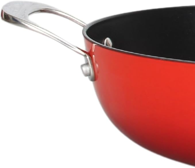 LAGUIOLE Lightweight Cast Iron Sauté Pan 28 x 8.2 cm - Excellent Heat Retention Non-Stick Elegant Design All Heat Sources Induction 100% Cast Iron 3.5L Red