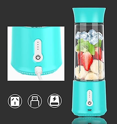 Portable Blender for Shakes and Smoothies USB Rechargeable Personal Blender Mini Blender with a 500ML Strong Stainless-Steel Blades and Powerful Motor For Travel Camping Gym (Mint Blue)