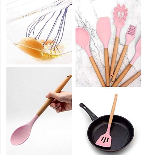 12 PCS Silicone Kitchenware Non-stick Cookware Cooking Tool Spatula Ladle Egg Beaters Shovel Spoon Soup Kitchen Utensils Set(E)