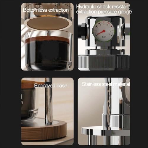 Coffee MachineEspresso Maker58mm Pneumatic Portable Manual Coffee Machine w/Pressure Gauge16Bar Fast ExtractionStainless SteelDetachable Design