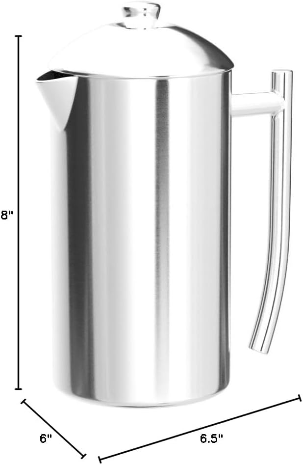 Frieling French Press Coffee Maker - 23 Ounce Brushed Stainless Steel - Coffee Press &amp Cold Brew Pitcher - Stovetop Espresso Maker for Camping &amp Travel