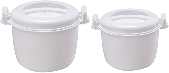 ABOOFAN 2pcs Microwave Rice Cooker Steamer Set Multi-functional Food Container for of Rice Veggies and More Thickened Insulation for Freshness and Flavor