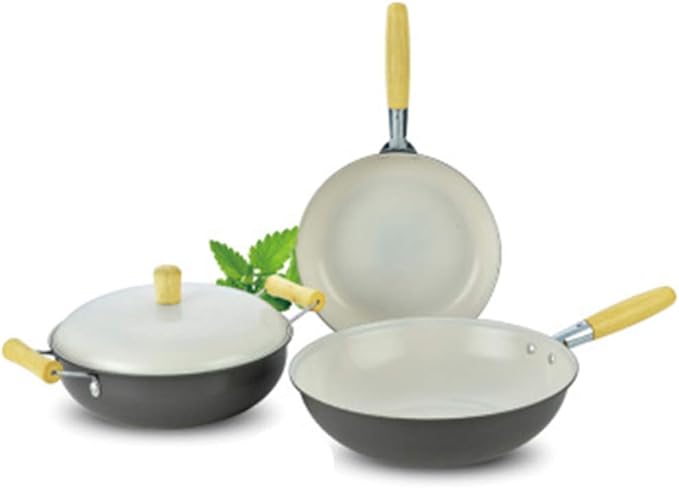 3-Piece Cookware SetSaucepans Setswith Sturdy Handle Fine Iron Ceramic Non-Stick PanSuitable for Gas Induction CookerEasy to Clean Pot Set