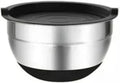 Silicone Bottom Thickened With Lid Cooking Basin Non Slip Salad Mixing Stainless Steel Egg Beating Bowls Kitchen Tools(14cm black)