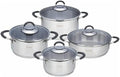 8 Piece Steel Pot Set Grey With Glass Lid Gas Stove Induction Cooker Kitchen Cookware Set