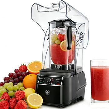 Quiet Commercial Blender with Soundproof Shield1600W High-Speed Blenders 67oz 9-Speed Control23000RPM Ice Crushing Smoothie Blender for Home Cafe Restaurant