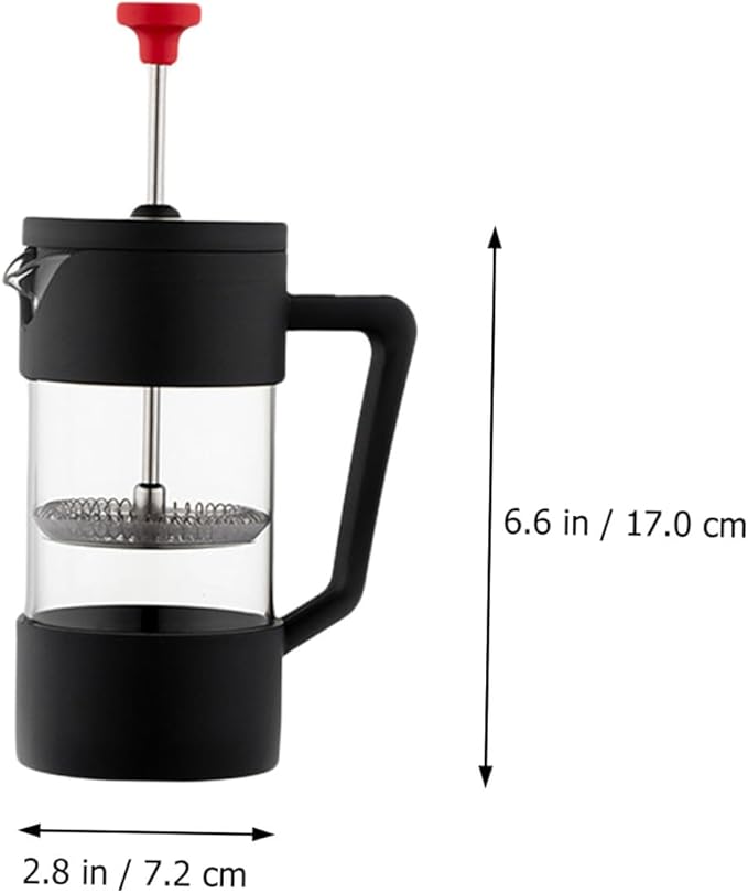 350ml Stainless Steel Coffee Press Pot with Glass Carafe Double Filter Coffee Maker for Home and Travel Brewing