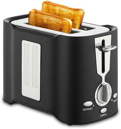 Mini toaster with defrost and cancel functions black compact design automatic power-off