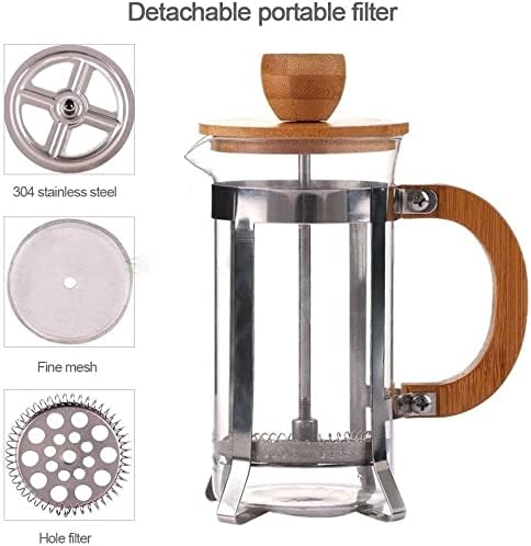 Press Coffee Maker Coffee Press CaffettiereCoffee MakerCoffee Tea Press Double Mesh Filtration Layer with Bamboo Lid &amp Handle Heat Resistant Borosilicate Glass French Coffee Press