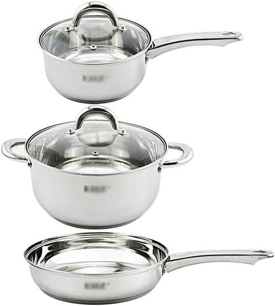 JSEIAJB Stainless Steel Pots And Pans Set With Pan Cookware Set With Lid Frying Pan 5 Piece Kitchen Cookware Set