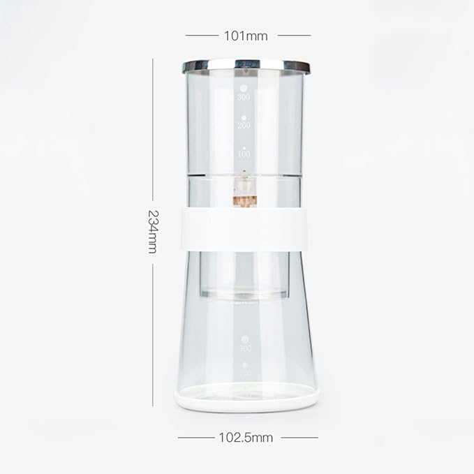 Ice Drip Coffee Pot 400ML Cold Brew Coffee Maker Filter Glass Percolators Espresso Kitchen Barista with Reusable Stainless Steel Filter
