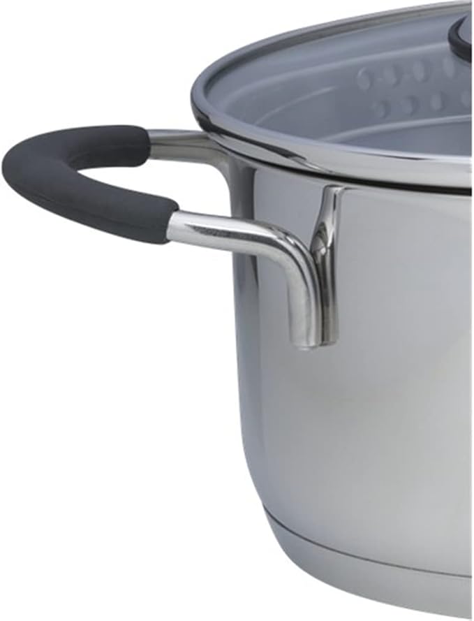 8 Piece Steel Pot Set Grey With Glass Lid Gas Stove Induction Cooker Kitchen Cookware Set