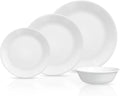 Corelle Vitrelle 8-Piece Service for 2 Dinnerware Set Triple Layer Glass and Chip Resistant Lightweight Round Plates and Bowls Set Winter Frost White