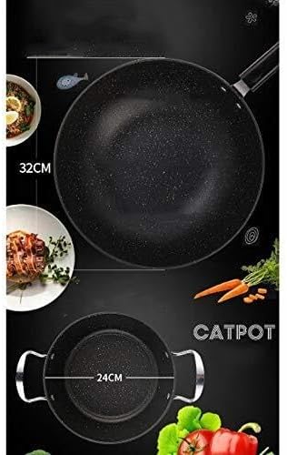 Medical Stone Cookware Set Induction Safe Frying Pan Saucepan Non-Stick Glass Lid Heat-Resistant
