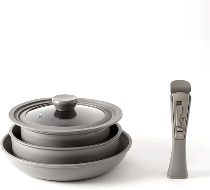 Hanssam Titanium coating hands free organic Pot Cookware Set of 5P Gray