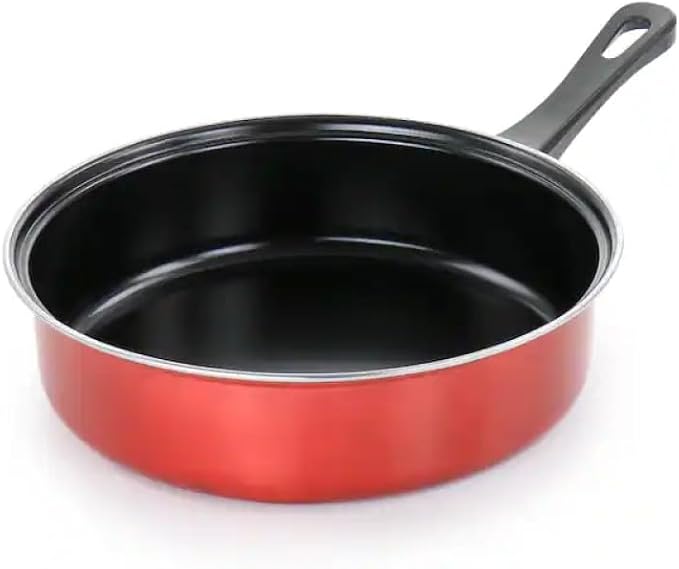 7-Piece Nonstick Steel Cookware Set in Red – Everyday Pots and Pans with Heat-Resistant Handles