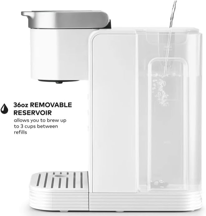 KeurigK K- Express Essentials Plus Iced and Hot Single Serve K Cup Pod Coffee Maker Versatile Brewing (6 8 10oz) 36 oz removable water reservoir (White)