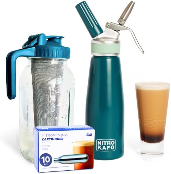 Premium 1L Nitro Coffee Maker Aluminum Nitro Cold Brew Coffee Maker with Nitro Diffuser Nozzle &amp Cold Brew Pitcher for Making Nitro Cold Brew 1 Quart/1L Includes (10) N2 Cartridges