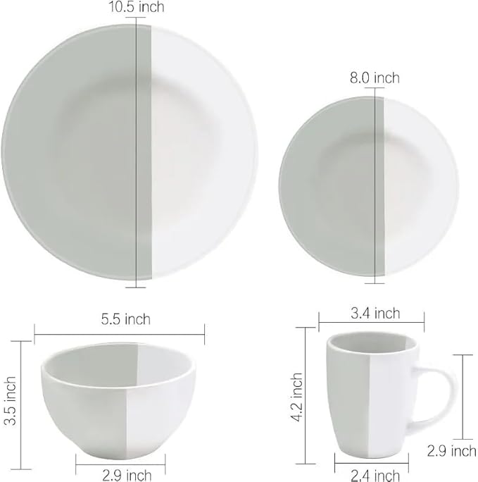 16 Piece Stoneware Dinnerware Set Dinnerware Set for 4 Plates and Bowls Sets Plates Bowls Cups