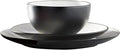 Stoneware 16-Piece Dinnerware Set Round 4 dinner plates10.5'' 4 salad plates7.5'' 4 bowls18oz and 4 mugs14oz Microwave Dishwasher and Oven Safe Two-Tone Matte Finish Black/White