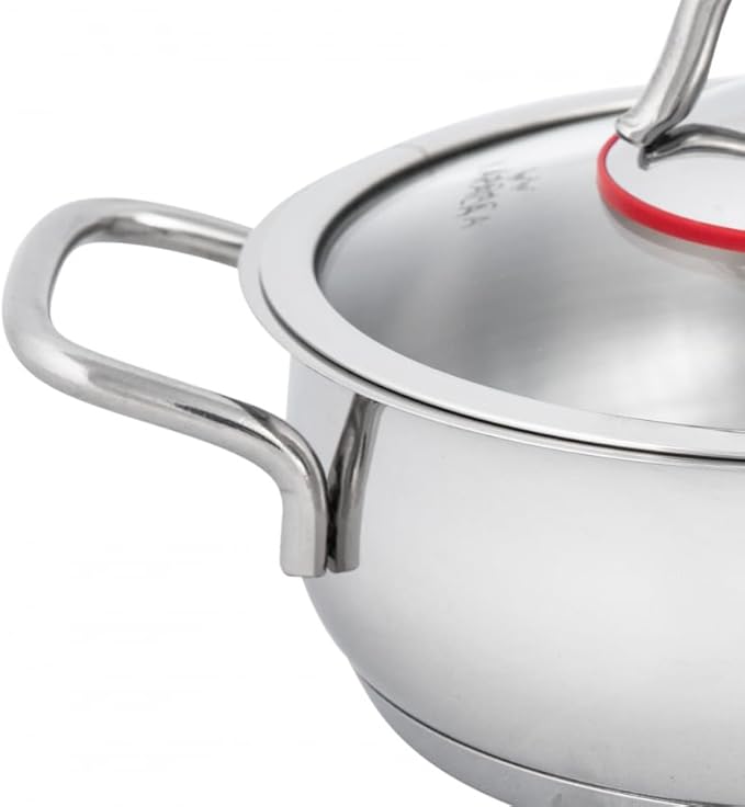 KARACA Emirgan 6 Piece Stainless Steel Induction Shallow Pot Set 14 cm 16 cm 18 cm Dishwasher Safe Silver Shallow Pans Set