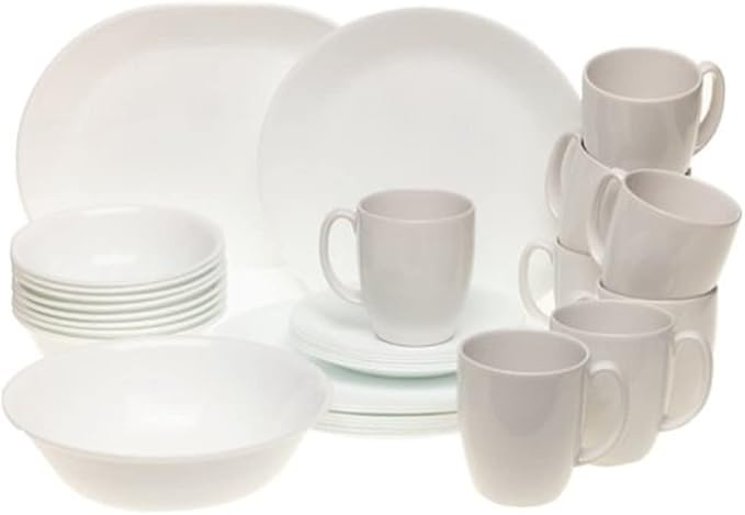 Corelle Livingware Just White 34-Piece Dinnerware Set Service for 8