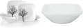 Corelle Vitrelle 18-Piece Service for 6 Dinnerware Set Timber Shadows &amp Vitrelle 1-Qt Serving Bowl 2-Pack Large Serving Bowl Triple Layer Glass White
