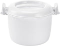 EKsma Microwave Rice Cooker for Small Multifunction Insulated Lunch Box Cookware for Microwave Oven Airtight Food Storage for Rice Veggies and Casseroles(White)