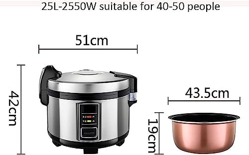Commercial Rice Cooker 10-25L Capacity Non-Stick Inner Pot Ideal for Hotels Restaurants Canteens Schools Slow Cooking Large Capacity(25L)