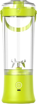 Portable Electric Juicer Blender Stainless Steel Blade 500ml Capacity USB Rechargeable Personal Size Smoothie Maker with Carry Handle (green)
