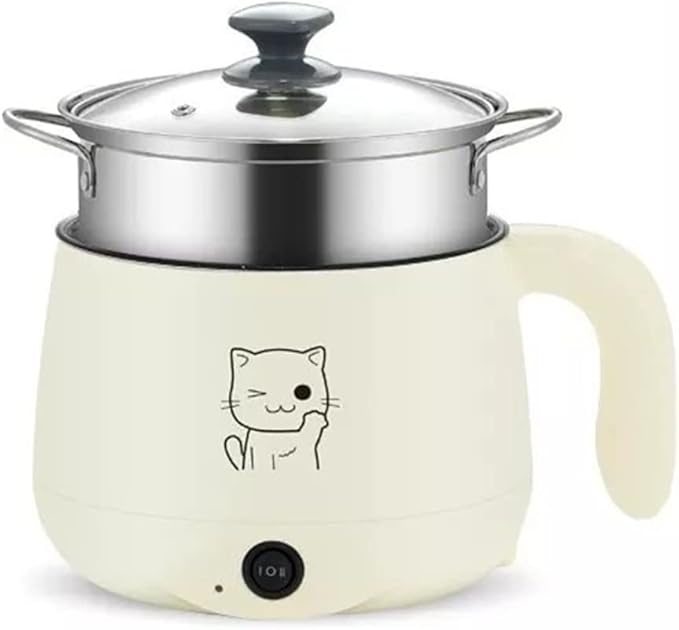220V Multifunction Non-Stick Pan Samll 1-2 People Hot Pot Multi Electric Rice Cooker Home Dormitory Electric Cooking Machine (B 2L) (B 1L)