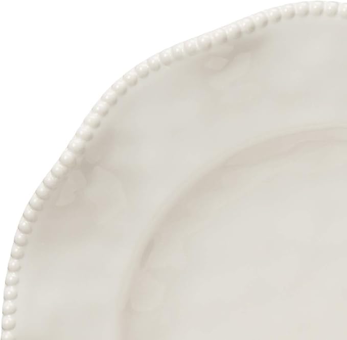 Perlette Off-White Beaded 12-Piece Dinnerware Set – Includes 4 Dinner Plates 4 Salad Plates 4 Bowls (7.5 x 2 22 oz) – Elegant Unbreakable Melamine Heavyweight Perfect for Indoor/Outdoor Dining