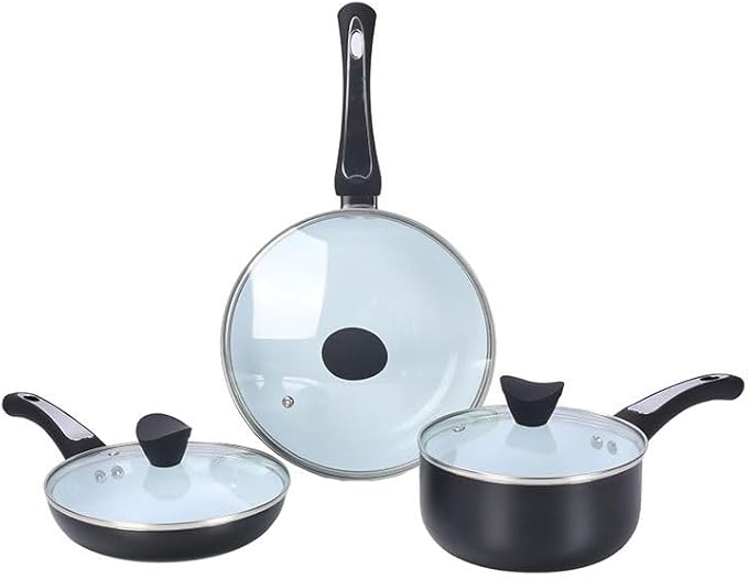 Aluminum Alloy Three Piece Cookware Set Non Stick Saucepan Frying Pan Gift