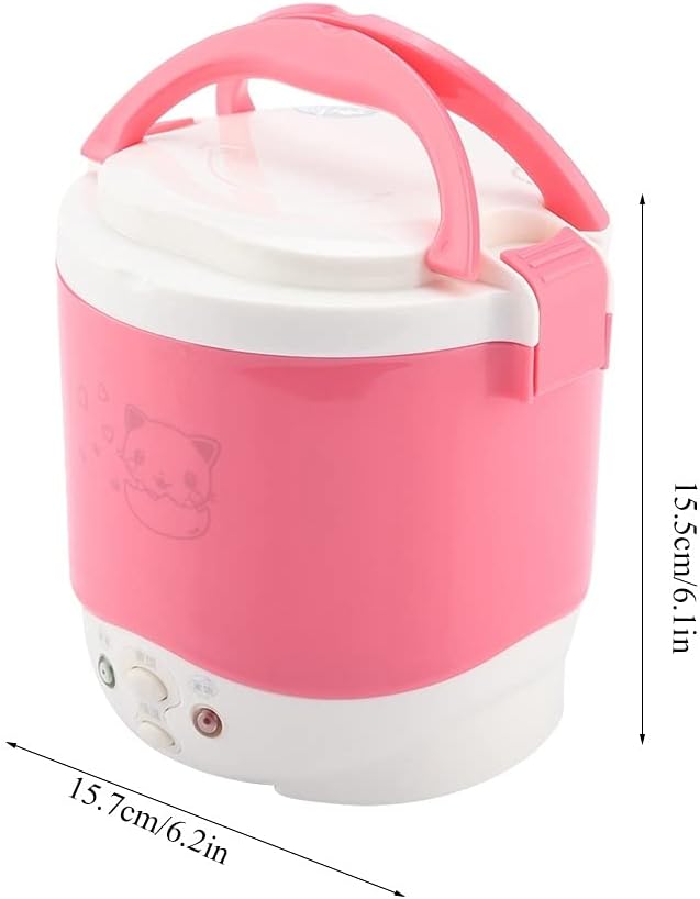 Small Rice Cooker Portable Multifunctional Rice Cooker Food Automatic 12V Electric Lunch Box on Stick Pot for Car Travel Camping (Pink)(Pink)