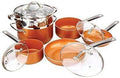 For Copper H-02628 Pan 10-Piece Luxury Induction Cookware Set Non-Stick w/Lids