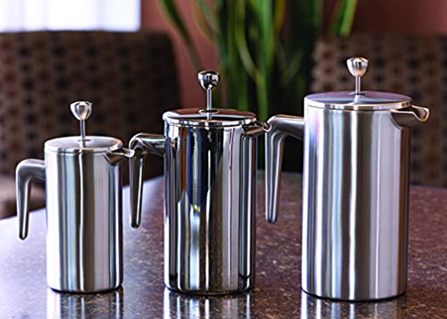 Service Ideas PDWSA350PS Double Wall Coffee Press Stainless Steel Polished 12 oz.