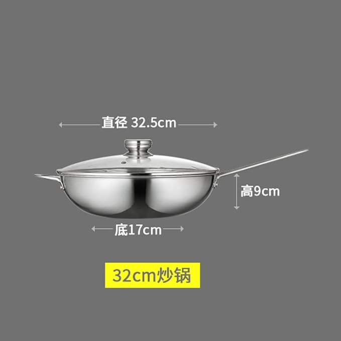 Cookware Set Stainless Steel Household Frying Pan Soup Pot Set Tool Steamer Frying Pan Glass Lid Kitchen Utensils (Color : A Size A (A