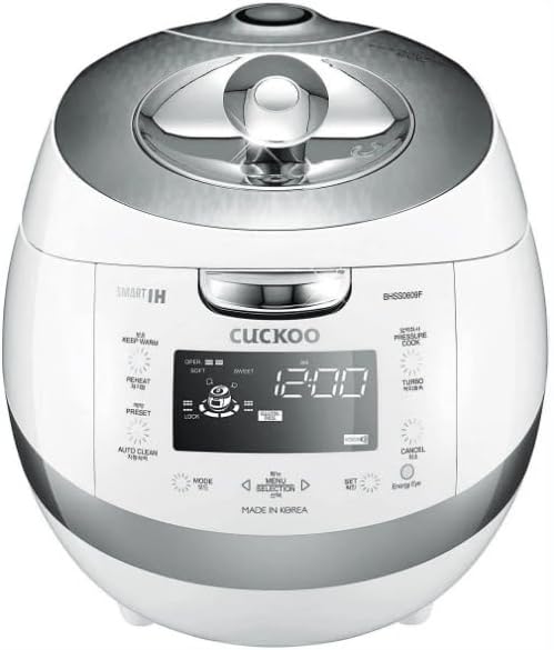 CUCKOO CRP-BHSS0609F 6-Cup (Uncooked) / 12-Cup (Cooked) Induction Heating Pressure Rice Cooker with Nonstick Inner Pot 16 Menu Modes Fuzzy Logic Tech 3 Voice Guide Auto Clean (White)