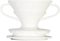 Pour Over Ceramic Coffee Dripper Set V Shape #2 Ceramic Dripper + Dripping Tray (Double Handle)